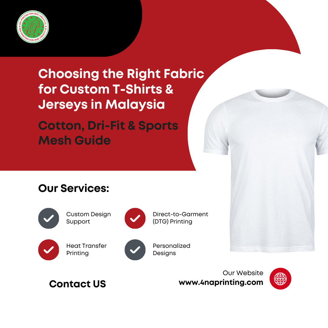 Choosing the Right Fabric for Custom T-Shirts & Jerseys in Malaysia: Cotton, Dri-Fit & Sports Mesh Guide