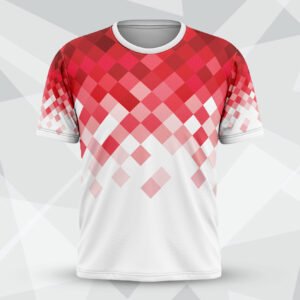 Red Pixel Fade Round Neck T-Shirt for customization