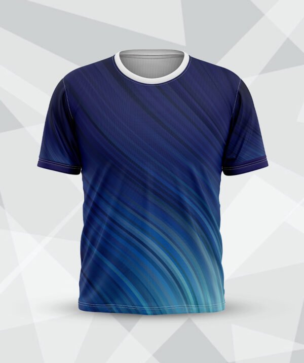 customized Blue Diagonal Wave Round Neck Tees