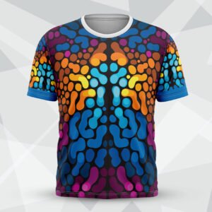 Customized Vibrant Mosaic Dots Round Neck Tee