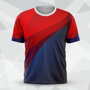 Diagonal Red & Navy Round Neck Tee