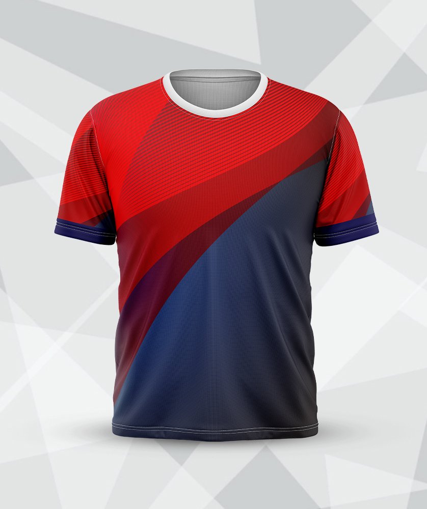 Diagonal Red & Navy Round Neck Tee