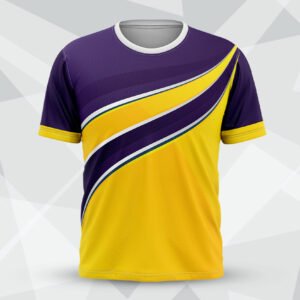 Bold Purple & Yellow Sport Round Neck t-shirt for customization
