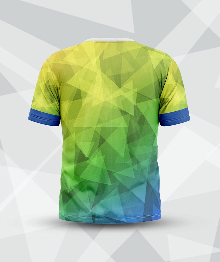 Green Geometric Prism Round Neck custom t shirt printing