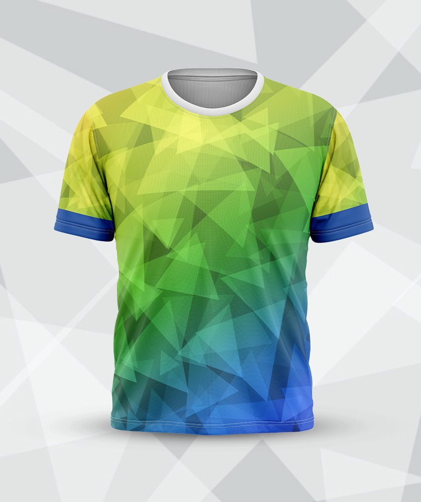 Customized Lime Green Geometric Prism Round Neck Tee