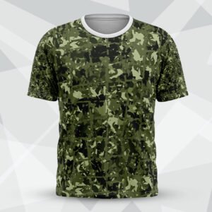 Digital Forest Camo Round Neck T-Shirt, designed by 4naprinting