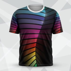Neon Spectrum Chevron Round Neck Custom Printed Tee