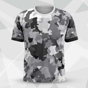 Urban Grey Camouflage Round Neck Custom Printed T-Shirt