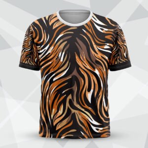 Wild Tiger Stripe Custom Printed Round Neck T-Shirt