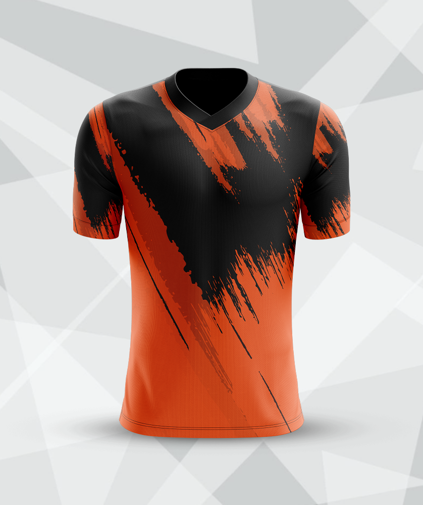 V-neck sublimation jersey with premium gradient fade design for football clubs